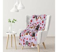 BeNtli Blanket,Warm Flannel Blanket Throw/Blanket Bed Throw for Sofa Office 102X 76 cm,Cavalier King Charles Spaniel Mixed Coats Valentines Cupcakes Hearts Dog