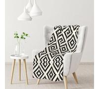 BEntLi Blanket,Warm Flannel Blanket Throw/Blanket Bed Throw for Sofa Office 102X 76 cm,Geometric Pattern Black And Cream
