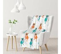 BeNtli Blanket,Warm Flannel Blanket Throw/Blanket Bed Throw for Sofa Office 102X 76 cm,Happy Staffy White