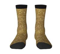 BeNtli Crew Socks, Compression Socks Casual Novelty Sports Socks 40CM Long For Unisex Gold Glitter Sparkle Glittery Sparkly