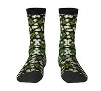 BeNtli Crew Socks, Compression Socks Casual Novelty Sports Socks 40CM Long For Unisex Swiss Alpine Edelweiss Floral