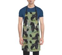 BeNtli Kitchen Aprons,Cooking Apron With Pockets,Waterproof Chef Apron Adjustable Bib Aprons,Black Poodle On Pastels