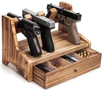 BeNtLi Pistol Rack - Solid Wood Pistol Rack Display Rack - Pistol Collection Rack To Drawer - Safe Pistol Storage, Holds 4 To 6 Pistols, for Pistol Display, (4 pack)