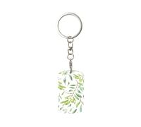 BeNtli Rectangular Metal Keychain, Metal Keychains Keyring Car Key Chain Ring Holder 1 pc, Green Leaf Artistic Olive Tree Print