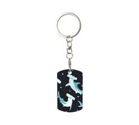 BeNtli Rectangular Metal Keychain, Metal Keychains Keyring Car Key Chain Ring Holder 1 pc, Watercolor Hammerhead Shark
