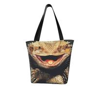 BeNtli Shoulder Bag, Canvas Tote Large Bag Women Casual Handbag Reusable Shopping Bags,Bearded Dragon Lizards