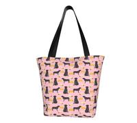 BeNtli Shoulder Bag, Canvas Tote Large Bag Women Casual Handbag Reusable Shopping Bags,Black Labrador Tacos Food Black Lab Novelty Dog