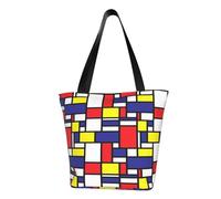 BeNtli Shoulder Bag, Canvas Tote Large Bag Women Casual Handbag Reusable Shopping Bags,Mondrian Pattern Printing