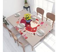 BeNtli Tablecloth,Waterproof Fitted Table Cloth Elastic Edged Table Cover 4FT for Kitchen,Christmas Santa