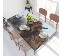 BeNtli Tablecloth,Waterproof Fitted Table Cloth Elastic Edged Table Cover 4FT for Kitchen,Highland Cow Scottish Wildlife