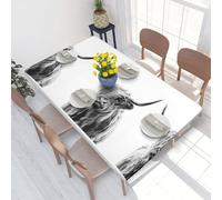 BeNtli Tablecloth,Waterproof Fitted Table Cloth Elastic Edged Table Cover 4FT for Kitchen,Portrait Of A Highland Cow