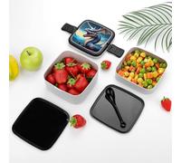Bento Box Adult Lunch Box Stackable Lunch Containers with Utensil Set Leak Proof Lunch Bag Roaring Dragon Food Container Eco-Friendly Meal Prep Containers for Work Dining Out