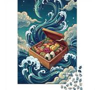 Bento Box Amidst Crashing Waves 1000 Piece Jigsaw Puzzle for Adults, 38x26cm/1000pcs, White Cardboard, Gift Idea for Puzzle Lovers And Time at Home