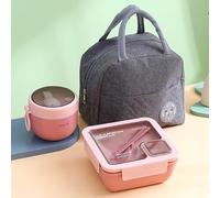 Bento Box for Adults Kids, 1100ML Bento Lunch Box with Bag and Cutlery, Microwave Safe Lunchbox, Portable Leakproof Meal Prep Container Box, Food Storage Lunchbox for Work Student School Office, Pink
