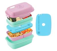 Bento Box for Kids and Adults - Perfect Lunch Box with Compartments for Packed Lunch - Plastic Leakproof Lunch Boxes for Pack Lunch with Built-in Removable Ice Pack- Microwave and Dishwasher Safe