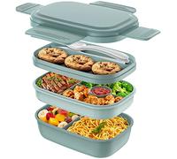 Bento-Box für Erwachsene, 3 stapelbare Bento-Lunch-Behälter für Erwachsene/Kinder, modernes minimalistisches Design, Bento-Box mit Utensilien-Set, auslaufsichere Lunchbox, Schule, Picknick