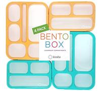 Bento Box Lunch Boxes and Snack Containers for Kids, Girls, Boys, Leakproof Portion Container Kits, BPA Free, Value Pack of 4, Teal, Orange, Large + Mini, Pack of 4
