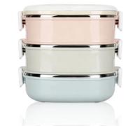 Bento Lunch Box, 3 Layers Food Containers for Kids Adult, Stainless Steel | 2700ml Large Capacity, Leakproof, Meal Prep Storage, Dinner, School Kindergarten Office, Picnic, Camping Fruit Salad Pasta
