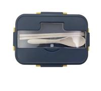 Bento Lunch Box - Plastic, Microwave-compitable, Reusable Food Container with Lid, 1-2L Capacity (Dark Blue)