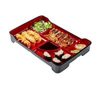 Bento Tek Black and Red Japanese Style Bento Plate - 5 Compartments - 14" x 9" x 2" - 1 count box