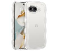 BENTOBEN Clear Case for Google Pixel 9A Case, Curly Wave Frame Anti-slip 14FT Military Grade Drop Protection Transparent Soft TPU Non-yellowing Slim Cute Shockproof Cover for Pixel 9A, Clear
