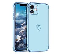BENTOBEN for iPhone 12 Mini Phone Case, Cute Heart Pattern Slim Fit Soft Flexible Shockproof TPU Bumper Protective Women Girls Boys Men Non-Slip Lightweight Cover for iPhone 12 Mini 5.4 Inch, Sky Blue
