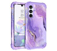 BENTOBEN for Samsung Galaxy A16 5G Case, 3 in 1 Heavy Duty Hard PC Bumper Glitter Marble Pattern Women Girly Military Grade Protection Shockproof Phone Case for Samsung A16, Purple