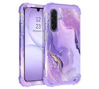BENTOBEN for Samsung Galaxy A17 5G Case, 3 in 1 Heavy Duty Hard PC Bumper Glitter Marble Pattern Women Girly Military Grade Protection Shockproof Phone Case for Samsung A17, Purple