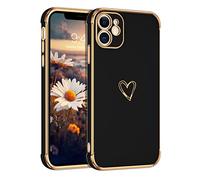 BENTOBEN iPhone 12 Mini Phone Case, Cute Heart Pattern Slim Fit Soft Flexible Shockproof TPU Bumper Protective Women Girls Boys Men Non-Slip Lightweight Cover for iPhone 12 Mini 5.4 Inch, Black