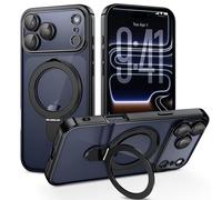 BENTOBEN Magnetic Case for iPhone 17 Pro [Compatible with MagSafe], Adjustable Ring Stand Full Camera Lens Protector Clear Anti-yellow Military Drop Protection Case for iPhone 17 Pro, Black