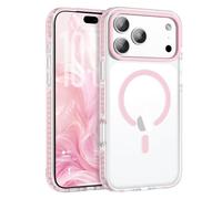 BENTOBEN Magnetic Case for iPhone 18 Pro Max, Pink Bumper, Clear | Compatible with MagSafe, Transparent Anti-yellow, Military Grade Protection, Girly Women Cute Case for iPhone 18 Pro Max