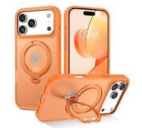 BENTOBEN Magnetic for iPhone 17 Pro Case with 360 Rotatable Stand [Compatible with MagSafe], Translucent Matte Anti-yellow Military Grade Protection Shockproof Phone Case for iPhone 17 Pro, Orange