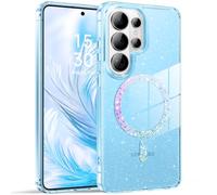 BENTOBEN Magnetic for Samsung Galaxy S26 Ultra Case 2026, Cute Clear Sparkly Glitter Anti-Yellowing Slim Bumper Compatible with Magsafe Shockproof Protective Transparent Phone Cover 6.9", Clear Blue