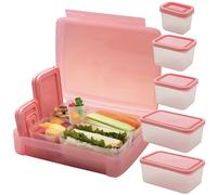Bentology Bento Lunch Box Set w 5 Leakproof Made-to-Size Snack Containers & Built-In Utensil Holder- Meal Prep Made Easy w Reusable, Kid's Back to School or Office- Durable, BPA Free, Dishwasher Safe