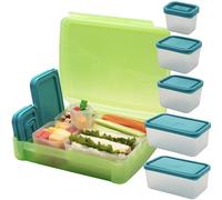 Bentology Bento Lunch Box Set w 5 Leakproof Made-to-Size Snack Containers & Built-In Utensil Holder- Meal Prep Made Easy w Reusable, Kid's Back to School or Office- Durable, BPA Free, Dishwasher Safe