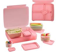 Bentology Bento Lunch Box Set w 5 Leakproof Made-to-Size Snack Containers & Built-In Utensil Holder- Meal Prep Made Easy w Reusable, Kid's Back to School or Office- Durable, BPA Free, Dishwasher Safe