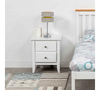 benton wooden bedside cabinet with 2 drawers in white