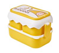 Bentos Box, 2500ml Stackable Lunch Box with 3 Compartments Microwave Safe Lunch Food Container with Utensils for Work School Outdoor Dining (Yellow)
