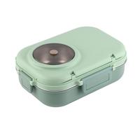 Bentos Lunch Box, 1100ml Thermal Lunch Box Double Layer 3 Grid Stainless Steel Food Storage Container with Chopsticks Spoon Soup Bowl (Green)