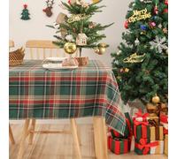 Bentrilisa Scottish Tartan Striped Rectangle Tablecloth Green Christmas Check Plaid Gingham Table Cloth Polyester Cotton Fabric Table Cover for Dining Room Kitchen Party, 60 x 120 Inch