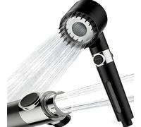 BENTRIP High Pressure Hard Water Filter Shower Head with 15-Stage Filter and 3 Extra Filter Cartridges, 3+1 Spray Modes, with PVC Hose, Handheld Massage Shower Head for Chlorine Removal-Sliver Black