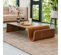 Bentwood End Table, Mid-Century Modern Coffee Side Table, Minimalist Nightstand for Living Room Bedroom, Solid Wood Construction, Stable & Durable
