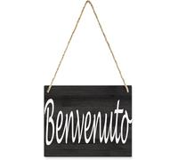 Benvenuto Welcome Wooden Hanging Sign Italian Welcome Wooden Wall Art Decor Decorative Plaque Sign For House Family Living Room Bedroom Kitchen 13X13Inch