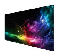 Benvo Extended Mouse Pad Large Gaming Mouse Pad- 35.4x15.7x0.12 inch Computer Keyboard Mouse Mat Non-Slip Mousepad Rubber Base and Stitched Edges for Game Players, Office, Study, Aurora Light Pattern