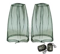 Benvo Mosquito Head Net Mesh, Face Neck Fly Netting Hood from Bugs Gnats Noseeums Screen Net for Any Outdoor Lover- with Carry Bags Fits Most Sizes of Hats Caps (2pcs, Olive, Updated Big Net)