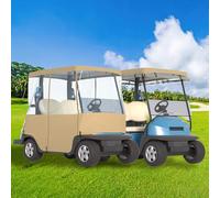 BENVOL Golf Cart Cover 2/4 Passenger - 900D Heavy Duty Waterproof Rain Cover,0.5mm Clear PVC, Fits 2 Seat&4 Seat Club Car Precedent/Onward/Tempo, EZGO & Yamaha (Khaki-2seat/FIT 58"ROOF)