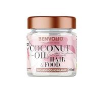 BENVOLIO - Organic Coconut Oil for Hair Total Body Food | 200 ml | Nourishing & Hydrating, Ideal for Curly, Dry, Frizzy Hair & Skin, Natural Makeup Remover | Heat Protector & Leave-In Conditioner
