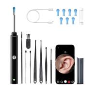 Benvoro Pro Ear Cleaner, Benvoro Ear Cleaner, Silicone Ear Pick, 1296px, 8 PCS Kit with Camera and Light, Home Visual Spoon WiFi Direct Connection, Ultra Clear Waterproof & Dustproof (Black)
