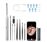 Benvoro Pro Ear Cleaner, Benvoro Ear Cleaner, Silicone Ear Pick, 1296px, 8 PCS Kit with Camera and Light, Home Visual Spoon WiFi Direct Connection, Ultra Clear Waterproof & Dustproof (White)