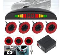 BENWEI 4PCS Sensors 16mm Original Car Flat Parking Sensor Crescent Auto Reverse Backup Radar Detector System with LED Display for Cars-Black